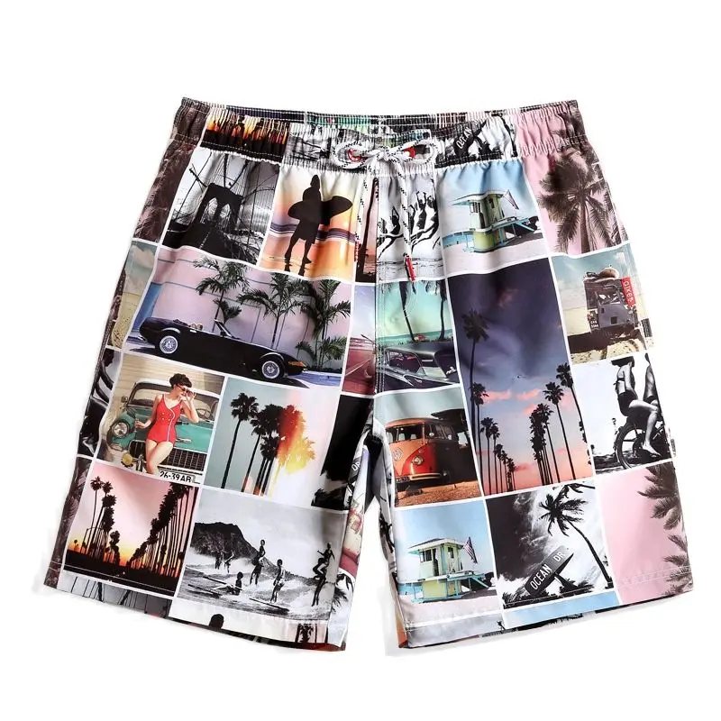 

Beach pants men's seaside hot spring holiday quick drying swimming trunks loose shorts picture with lined Capris