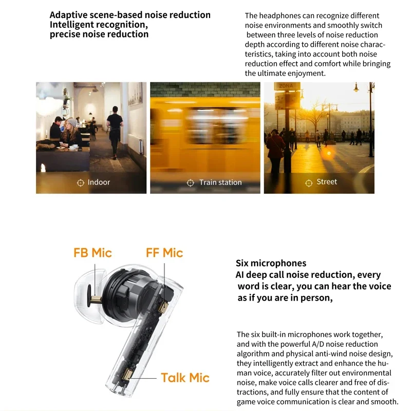 Realme Buds Air6 TWS 이어폰, 액티브 노이즈 캔슬링, HIFI 무선 헤드셋, 블루투스 5.3, 40 시간 긴 대기, Air6, 50dB, 