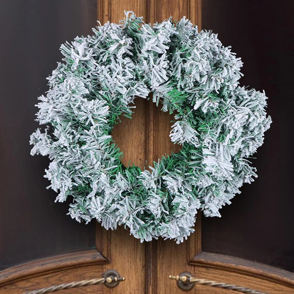 

Christmas Wreath Holiday Decoration Artificial White Snowy Wreath Decor Party Supplies For Front Door household accessories
