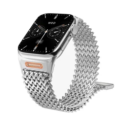 Stainless Steel Milanese Magnetic Watch Band - Premium Wristband Strap - 45MM (Silver)