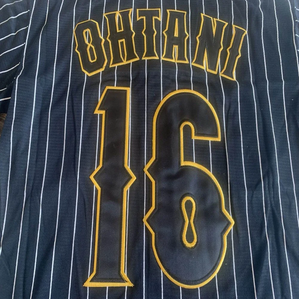 BG – maillot de baseball japonais 16 OHTANI, avec rayures blanches et noires, avec broderie, pour sport en plein air, de haute qualité, bon marché, nouveau, 2023