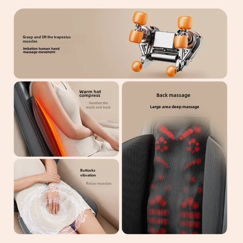 Home Automation Back Hot Compress Kneading Vibration Massage Seat Cushion Shiatsu Neck and Back Massager Massage Chair Cushion