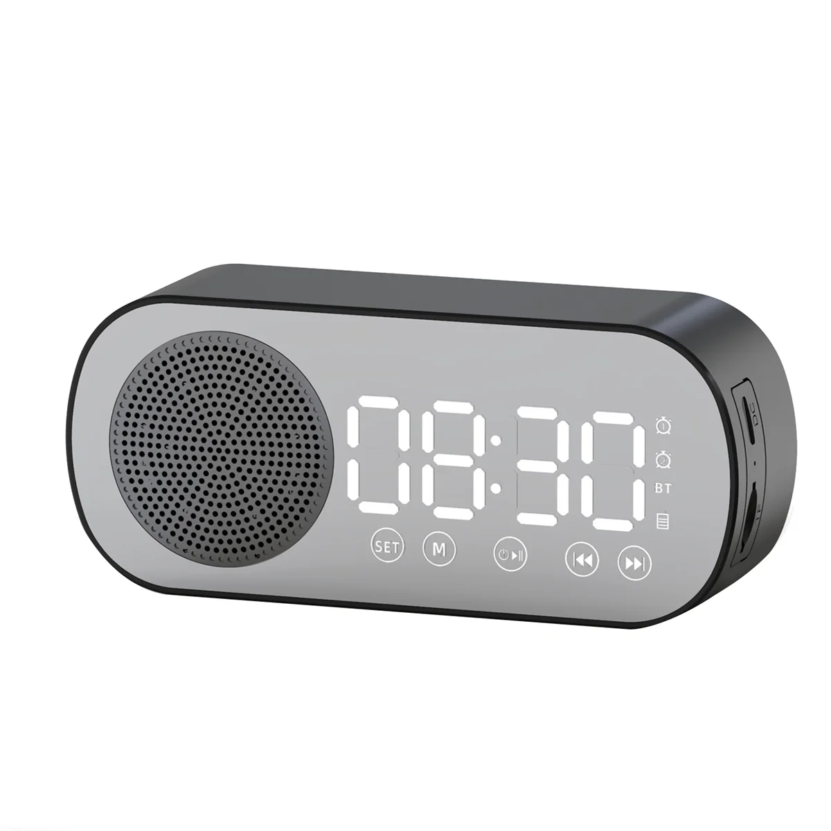 Wireless Bluetooth Speaker Clock Radio Dual Alarm Support Tf Card Soundbar Allarme Digitale Per Home Office Nero