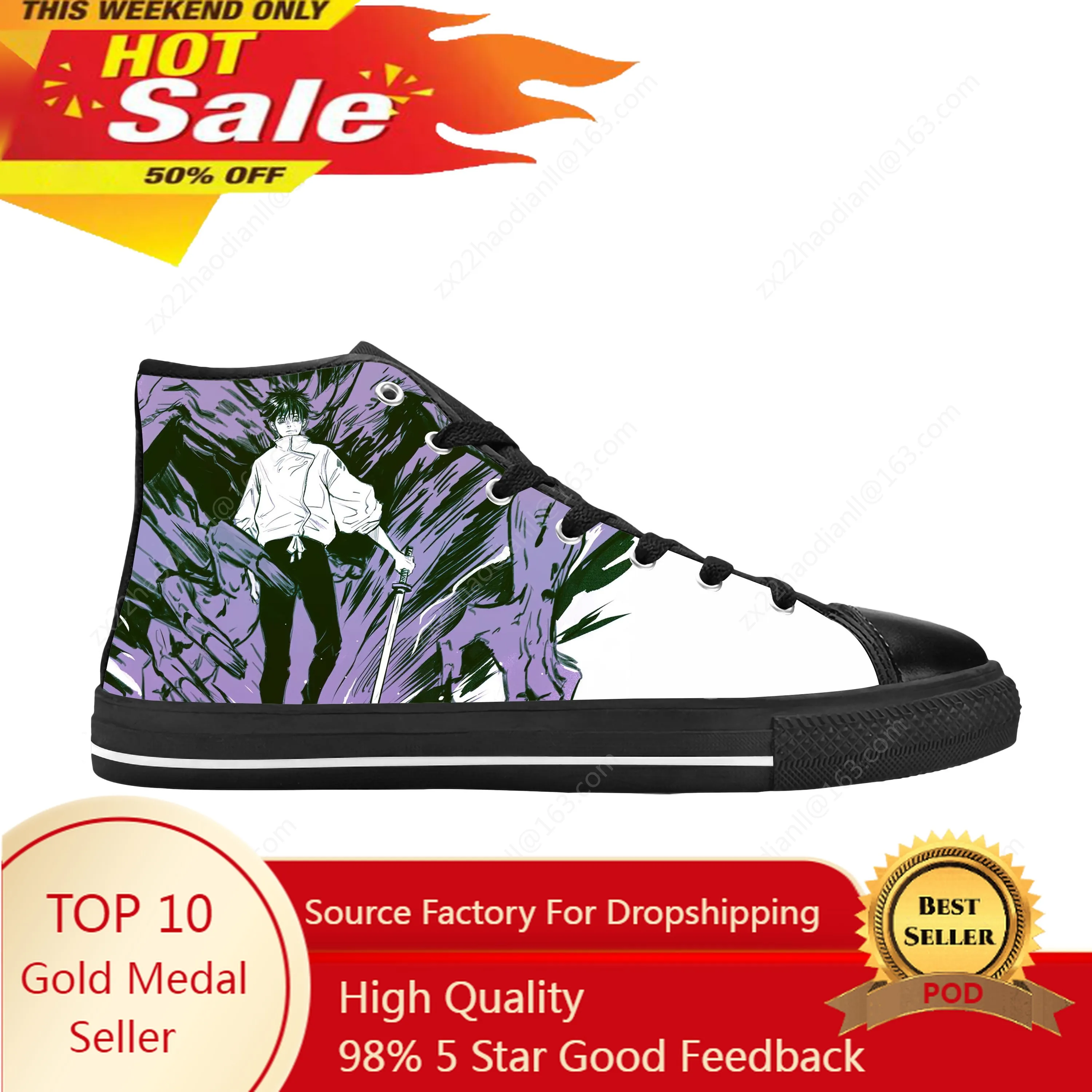 

Japanese Anime Manga Jujutsu Kaisen Okkotsu Yuta Casual Cloth Shoes High Top Comfortable Breathable 3D Print Men Women Sneakers