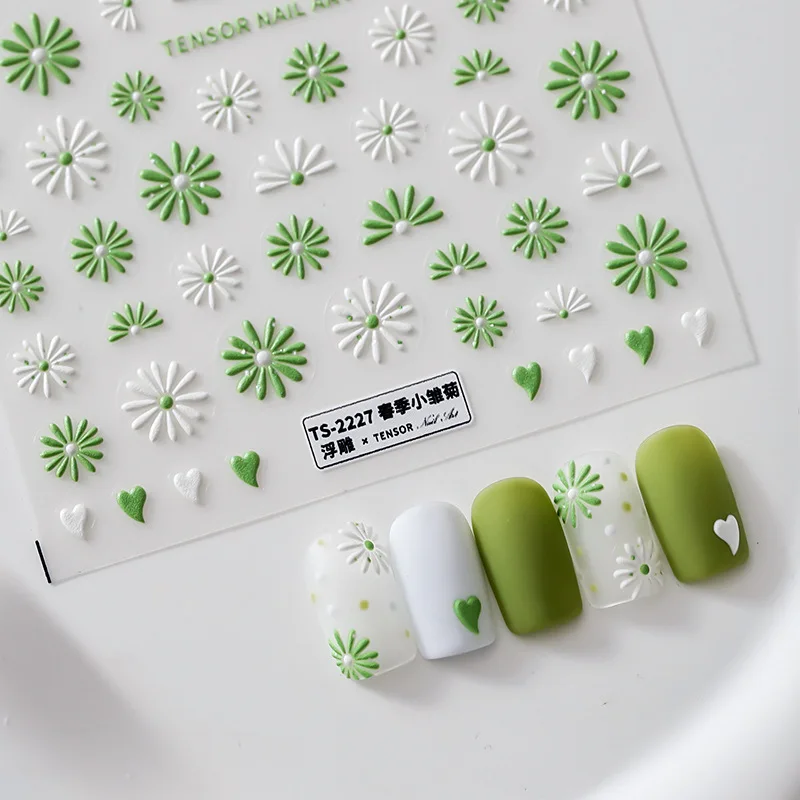 

[Meow.Sensei] Thin Tough Nail Sticker Pro Frosted Thin Transparent Adhesive Nail Stickers TS-2226 Spring Little Daisy