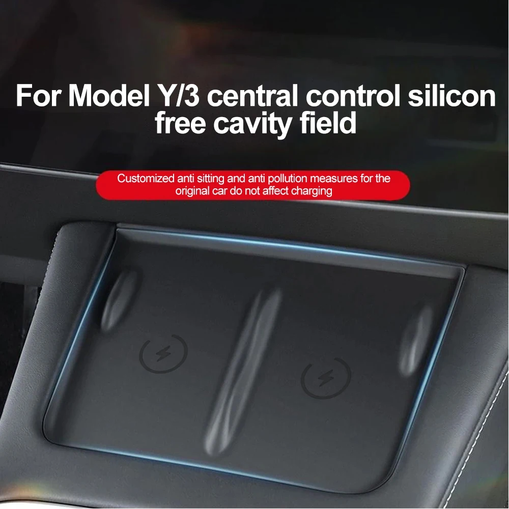 Silicone Anti-Skid Protector Pad For Tesla Model 3 Y Central Control Wireless Charging Anti-slip Mat Phone Holder Pads Cover