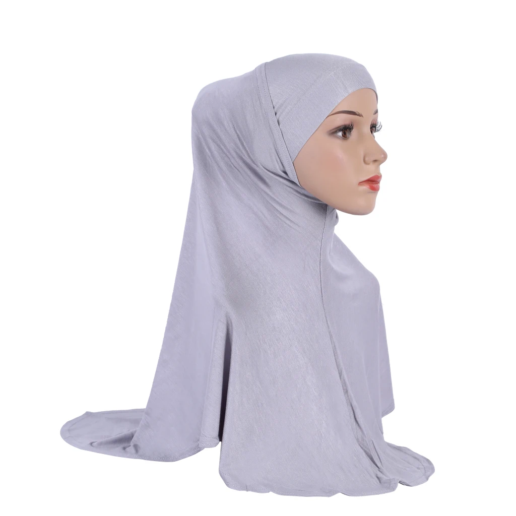 H037 Plain Modal Two pieces pray hijab outside hijabi with underscarf muslim scarf islamic headscarf hat armia pull on headwrap 5