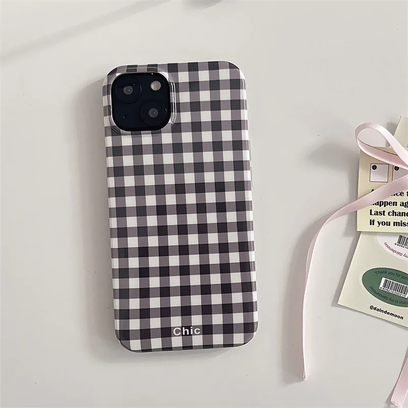 Funda de teléfono con diseño de celosía elegante y sencilla para iPhone 16, 15, 14, 13, 12, 11 Pro Max, XS, XR, XSMax, 6, 7, 8 Plus, carcasa rígida de PC HD brillante