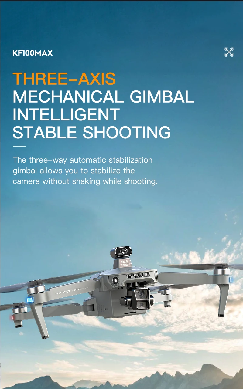KF100 MAX Drone with 4K Camera 3-Axis Gimbal WiFi Obstacle Avoidance GPS Touch Screen FPV Brushless EIS Electronic Toy