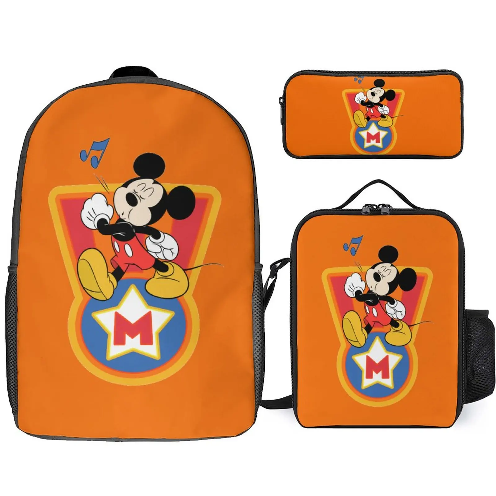 

3D Printed Disney Book Bag Set Backpack Pencil Box Lunch Bag Boy Girl Cute Cartoon Book Bag Custom Pattern