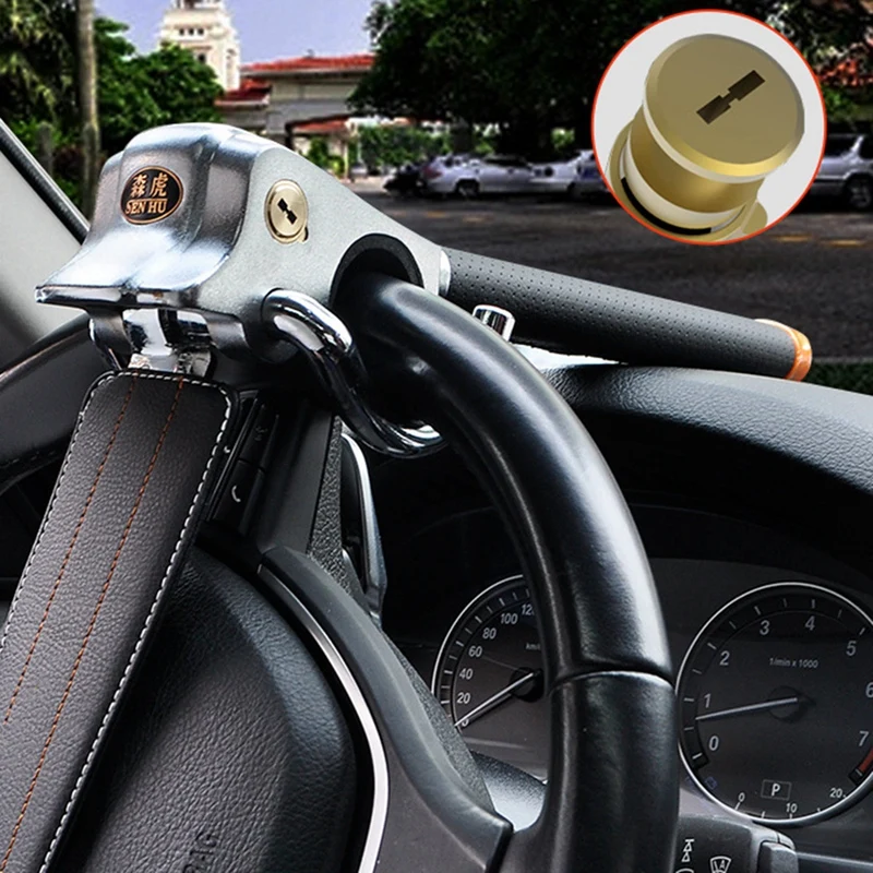 Rotary Alloy Car Steering Wheel Anti Theft Lock Foldable Security Car