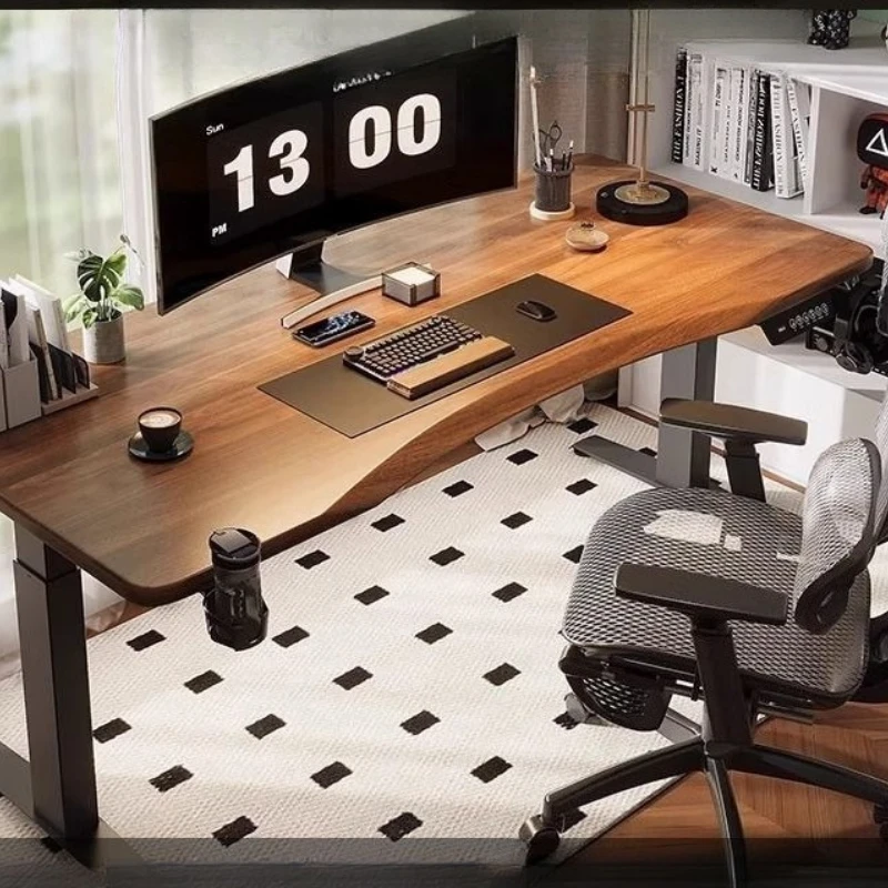 Solid Wood Electric Adjustable Computer Desk Smart Workstation Gaming Desk Home Study Table Office Desk Ergonomic Design Style