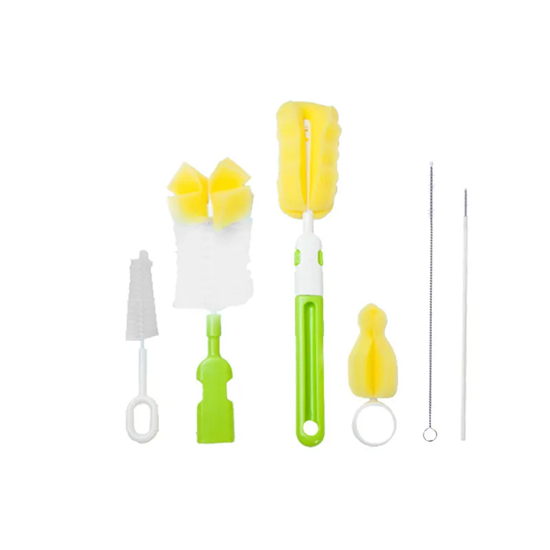 Baby Bottle Brush Set Infant Nipple 360-degree Rotating Clean Sponge Spout Cup Pacifier Straw Brush Kit Bottle Clean Tool Set bottle brush bottle cleaning brush straw cleaning brush cleaning brush cleaning brush set