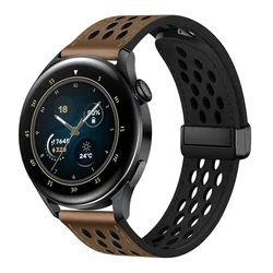 Premium Leather Magnetic Watch Strap - 20mm/22mm Band, Elegant and Versatile Bracelet Accessory - 22mm (Taupe)