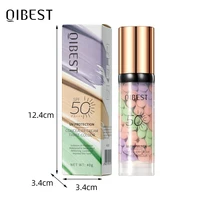 Qibest trois couleurs presse libération crème correcteur isoler maquillage Base du visage crème éclaircissante liquide correcteur visage apprêt 6