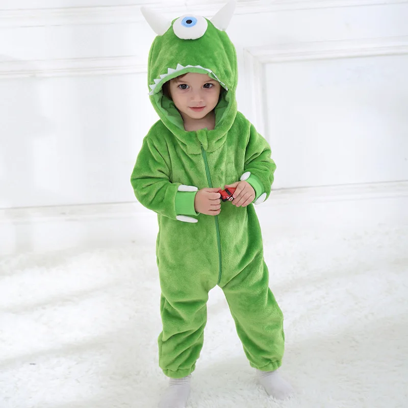 Baby Sully Monster Rompers Boy Girl Clothes 0-3Y Onesies Cute Funny Pajama Children Halloween Suit Cartoon Kigurumis Winter Warm 4