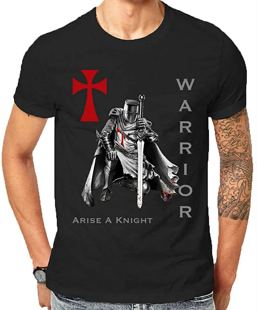 

Knights Templar Christian Warrior Men's T-Shirt Bible Oath Holy Spirit Church Bible Shirt