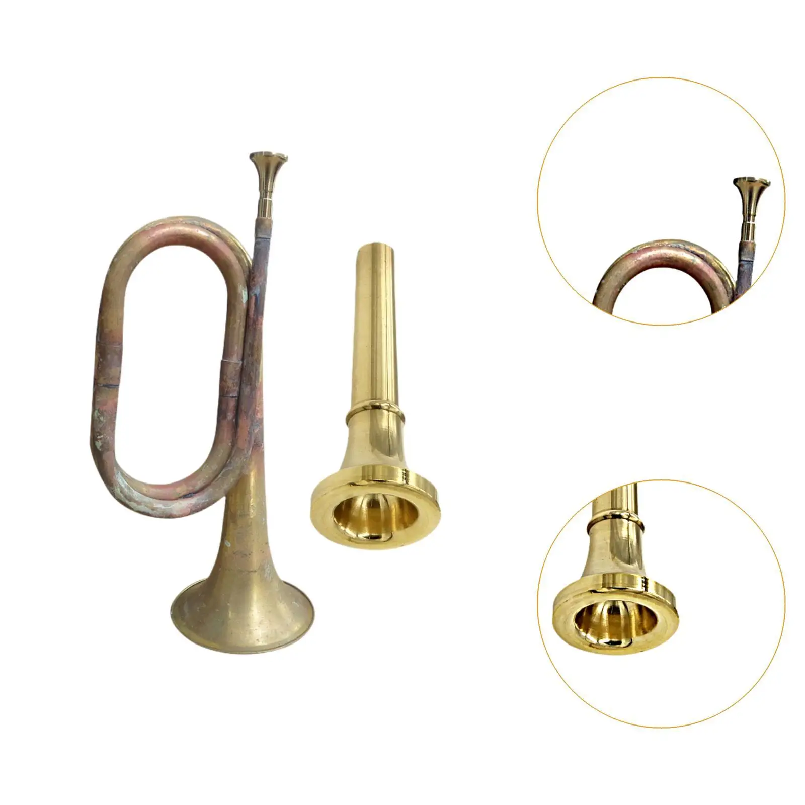 Blowing Bugle Cavalry Trumpet C Bugle Classic Mini Brass Instrument Marching for Stage Performance Adults Children Kids