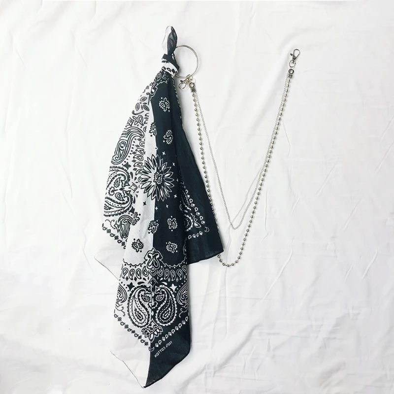 Unisex Hip Hop Paisley Bandana Halstuch Brieftasche Kette Rock Punk Band Biker Kopftuch Metall Keychain Taschen Hosen Schmuck – Detail 3
