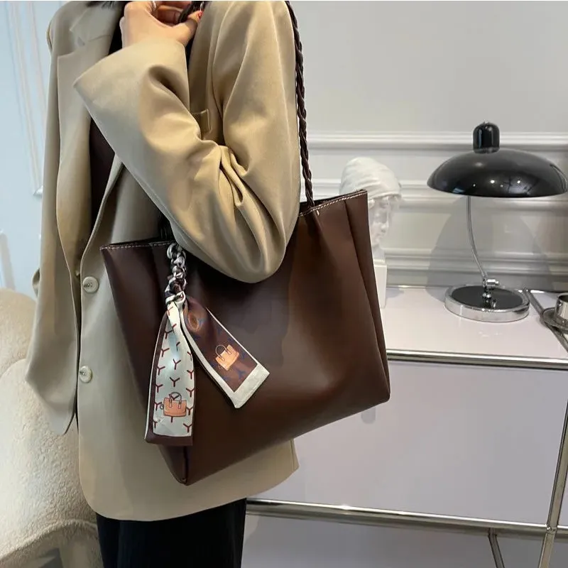 Big Bag Women Large-capacity Bag 2023 Brand New Fashion All-match High-quality Texture Pu Shoulder Bag Simple Commuting Tote Bag