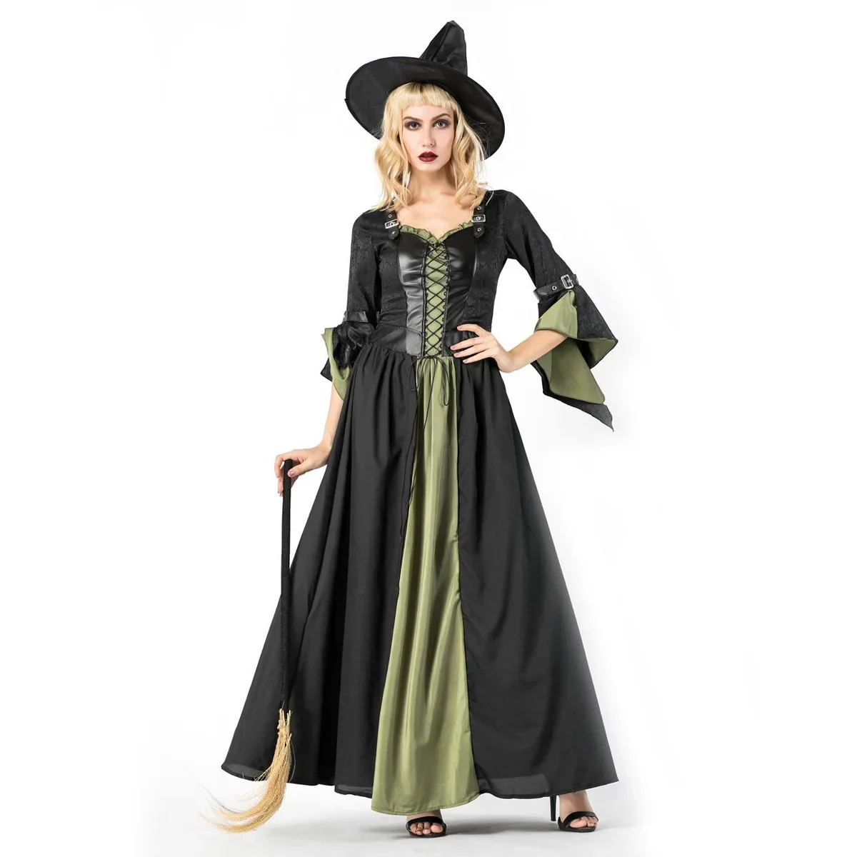 

Gothic Witch Halloween Costumes Women Sorceress Costume Adult Dress Witch Wicked Game Cosplay Party Women Costumes