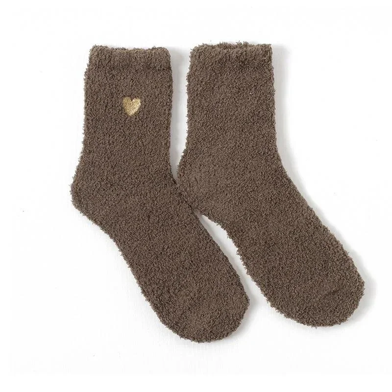 Dicke bedruckte Liebessocken für Damen – warme Wintersocken, niedliche, lässige Plüsch-Schlafsocken für Zuhause, flauschige Korallen-Fußwärmer – Detail 17