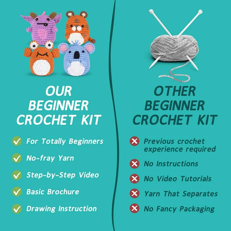Crochet Kit for Beginners, Crochet Starter Kit with Step-by-Step Video  Tutorials, DIY Crochet Pot Plant Kits for Adults and Kids - AliExpress