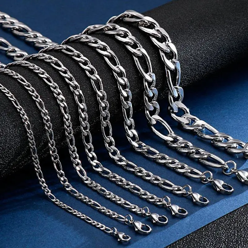 

Длинное ожерелье из нержавеющей стали, ширина 3/4/5/6/7/11 мм