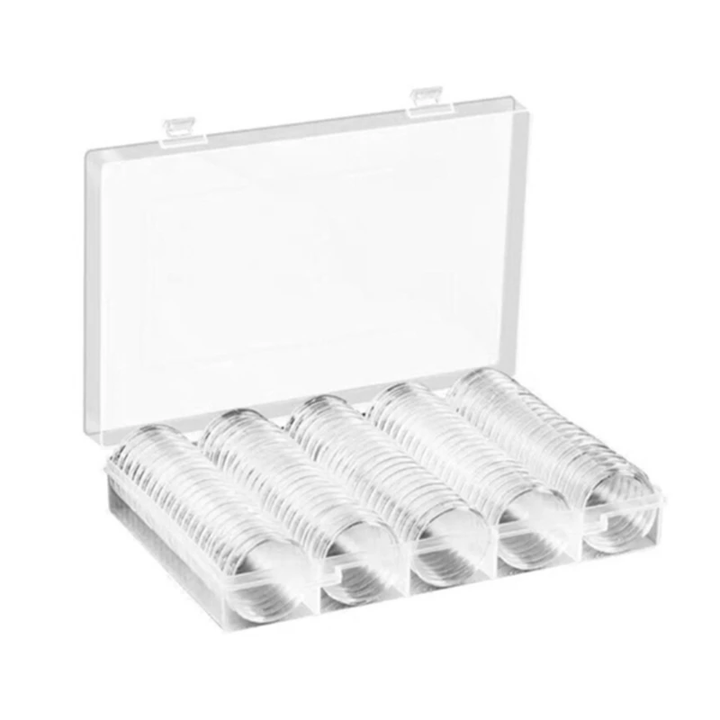 

30mm Coin Holder Capsules Clear Round Plastic Coin Container for Case Dustproof for Coin Collection Collector Gift 100 P