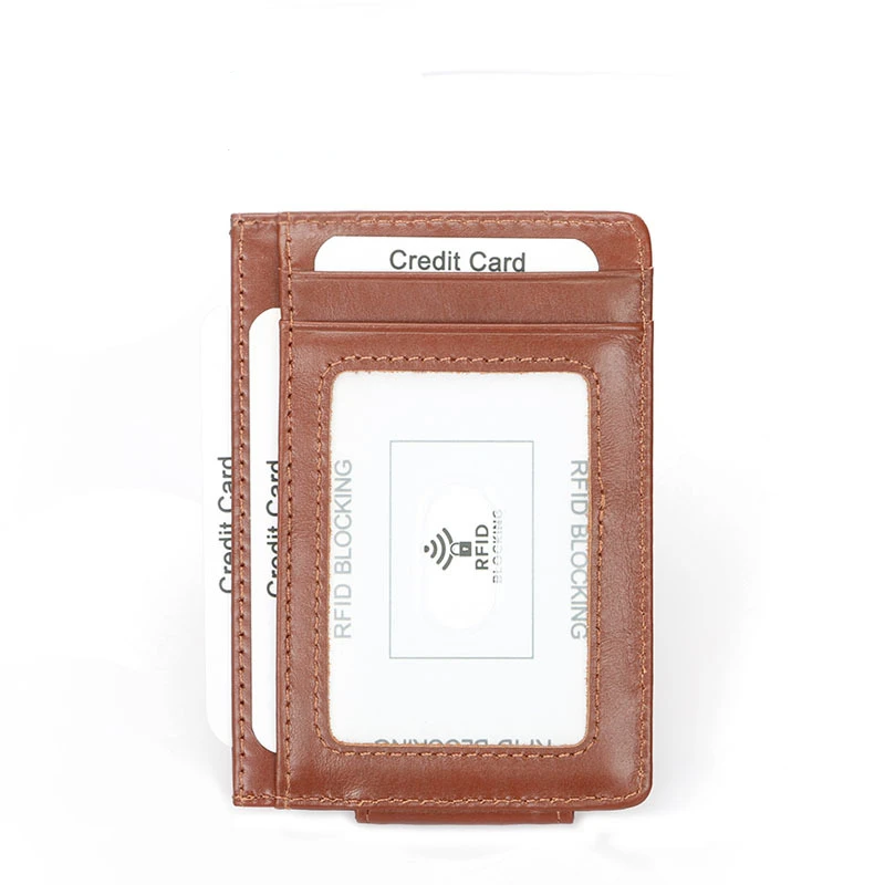 2023 new style leather anti-magnetic clip card bag fashion leather multifunctional oil wax card holder