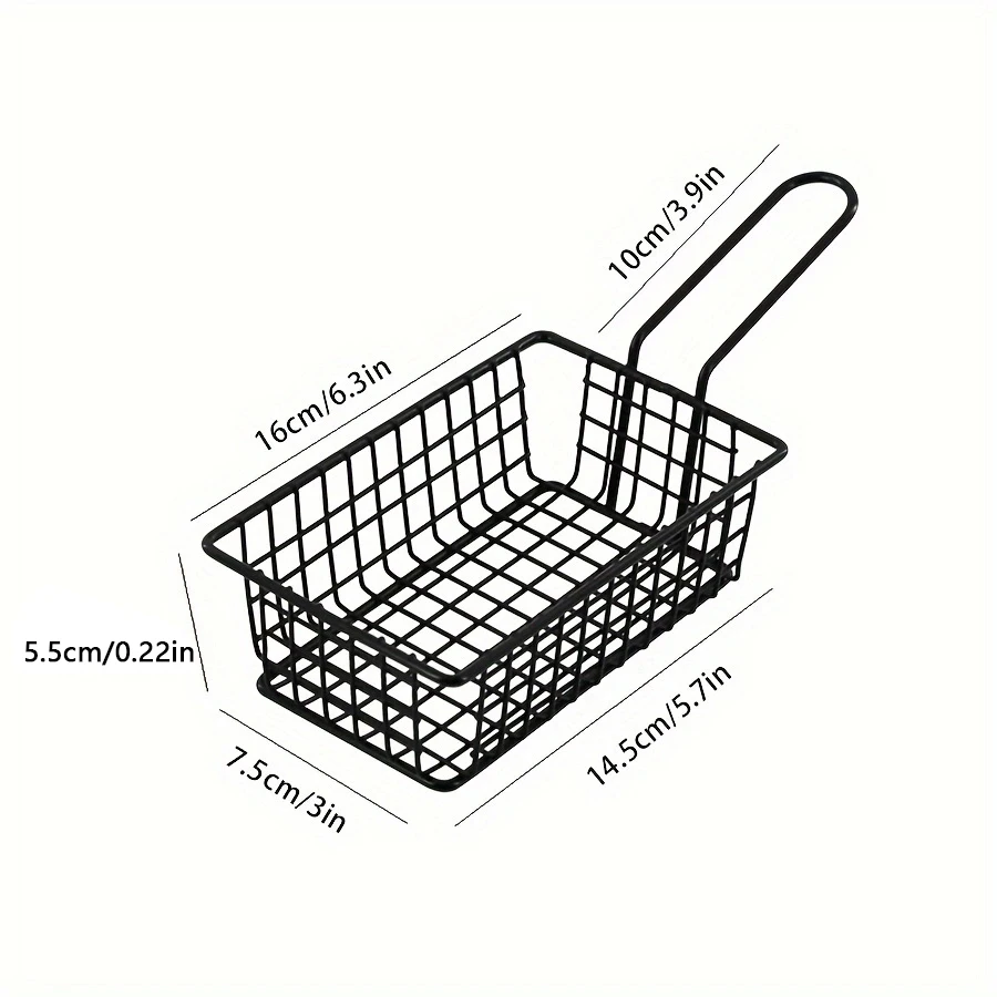 1PC Creative rectangular French fries basket Snack basket Fried food container with handle Western restaurant snack basket Kitchen