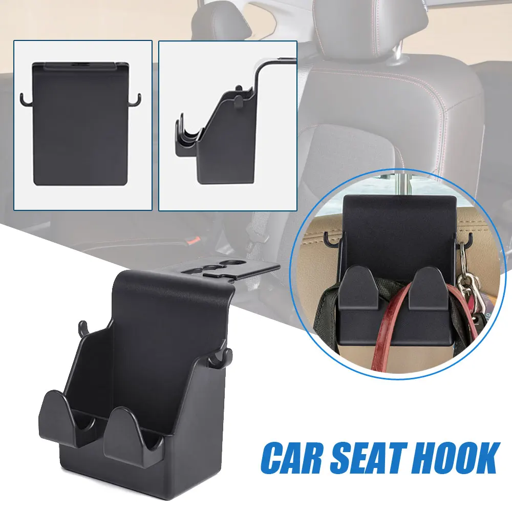 Multifunctional Black ABS Car Seat Back Headrest Hooks Hanger Holder Set  4PCS