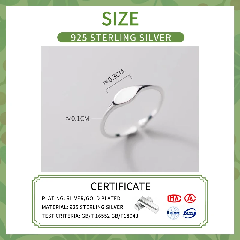 SOFTPIG Real 925 Sterling Silver Oval Adjustable Ring For Fashion Women Party Fine Jewelry Minimalist Geometric Punk Accessories