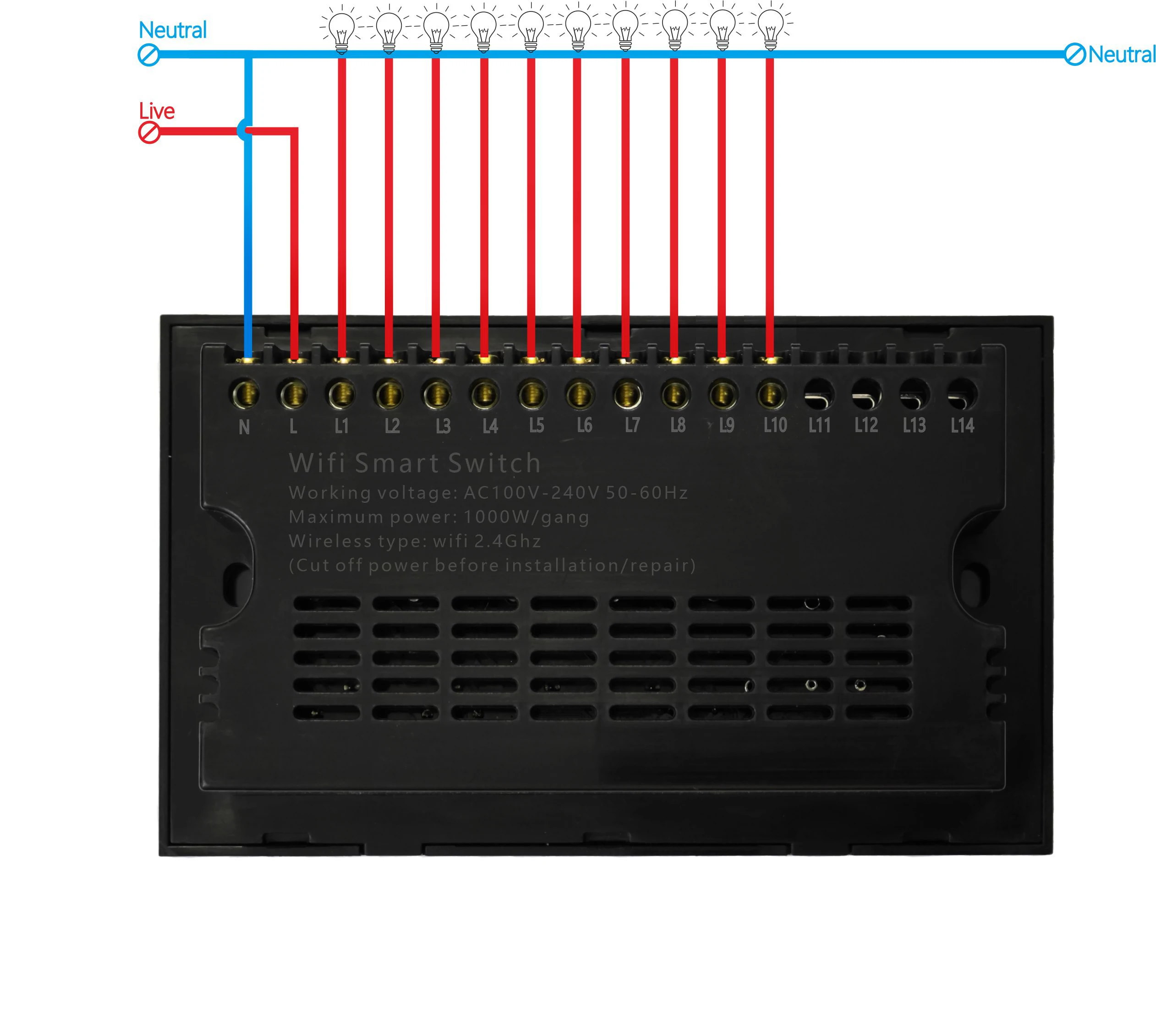 Tuya-Interruptor de Parede Inteligente Touch, Painel de