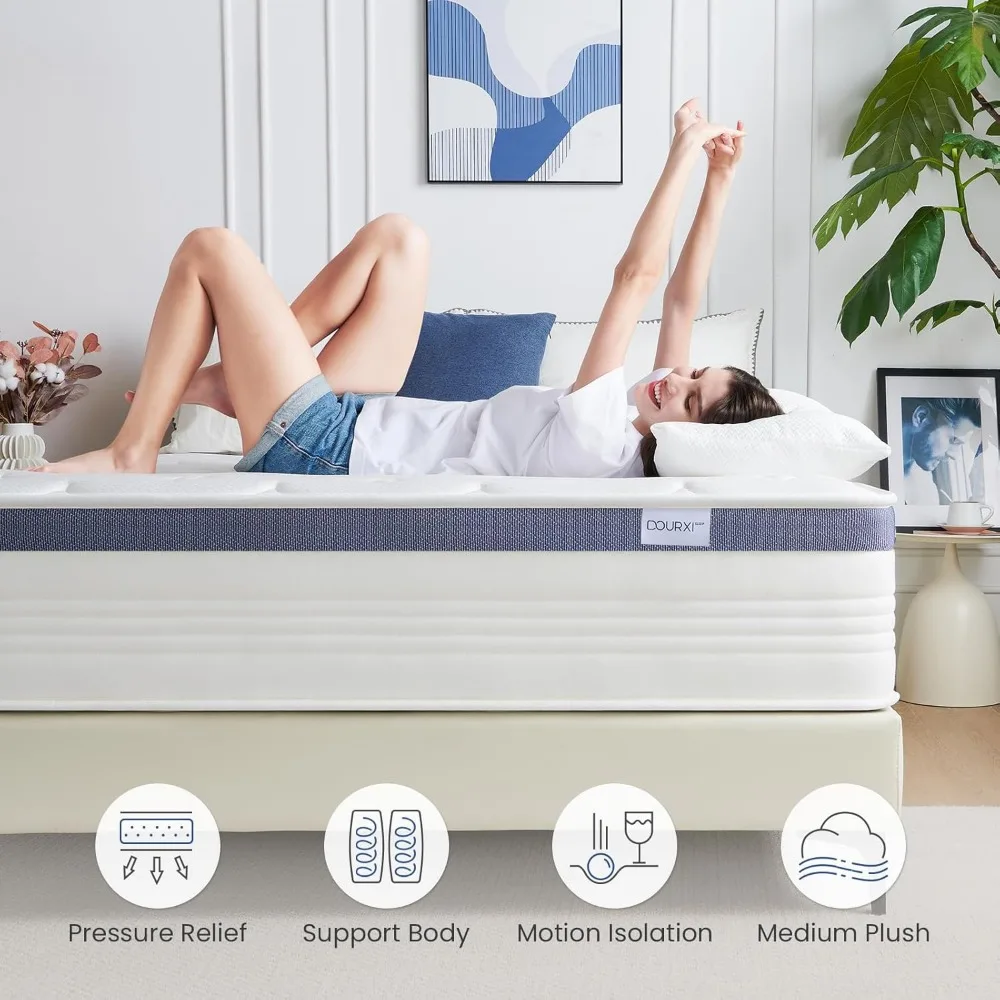 Mattress,10 Inch Hybrid Mattress with Cooling-Gel Memory Foam and Individually Pocket Innerspring,Breathable and Pressure Relief 6