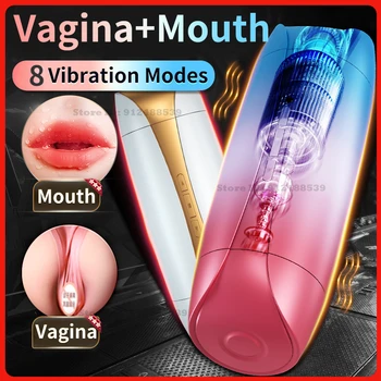 Male Vibrator Blowjob Masturbator Cup Automatic Real Vagina Sucking Sex Machines Voice Pocket Pussy Toys for Men Dual Channel 1