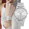 Luxury Women Watches 2023 New Stylish Silver Minimalist Business Ladies Quartz Watch Breathable Leather Steel Clock Reloj Mujer 1