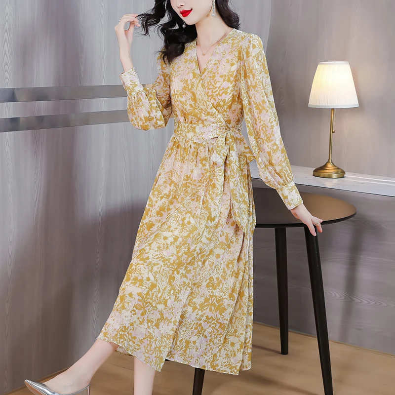 Real-Shot-Silk-vestido-de-seda-de-morera-para-mujer-falda-Floral ...