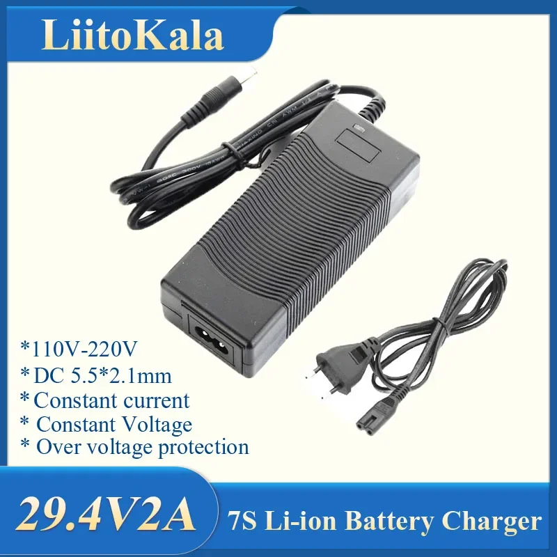 LiitoKala 29.4V 2A/5A 7S Lithium Battery Charger for 24V 5A Lithium Battery Pack