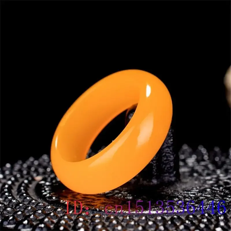 Yellow Jade Ring Jewelry Chinese Jadeite Charm Hetian Fashion Crafts Natural Woman Gifts Amulet Gemstone Carved 3