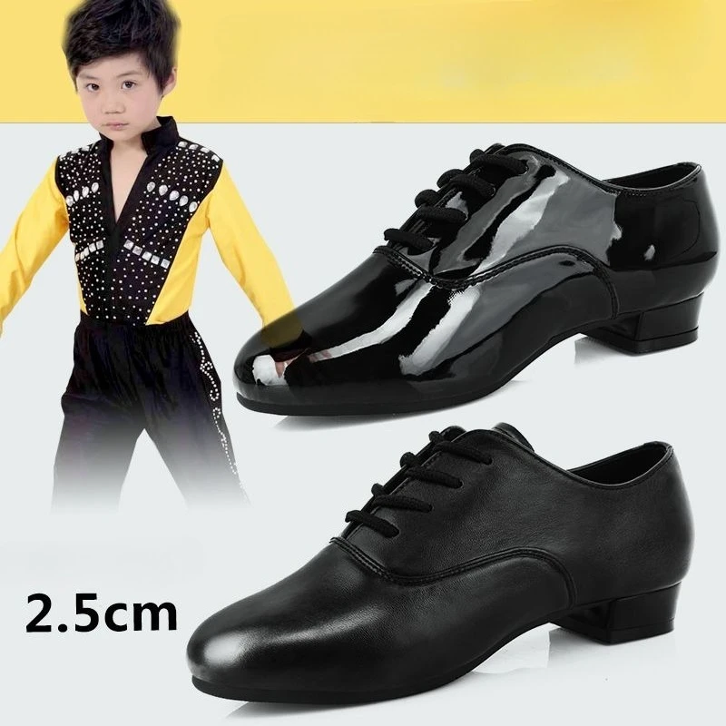 Boys Waltz Modern Dance Shoes Men's Low Heel Professional Latin Black National Standard Dance Shoe
