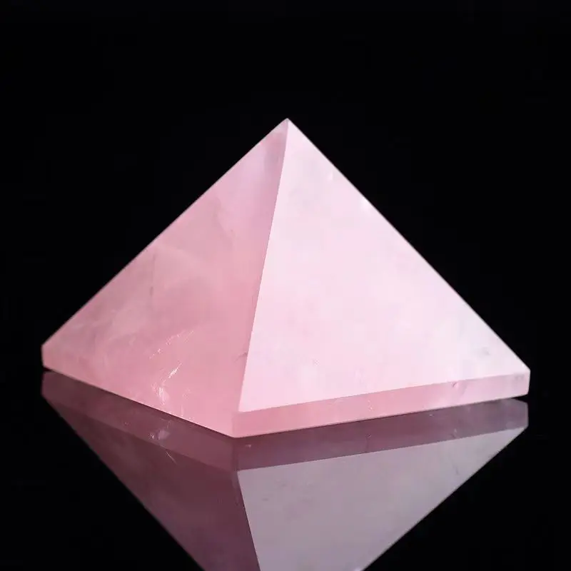 Natural pink rose Quartz Pyramid Crystal point reiki Healing 2
