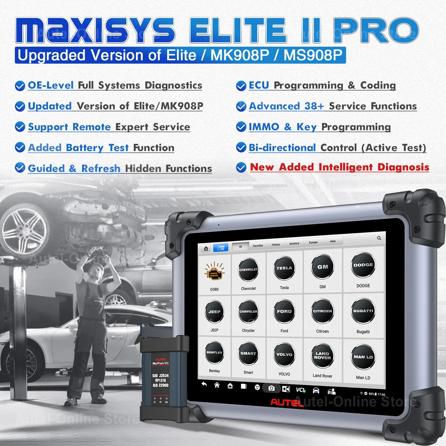 2024 Autel MaxiSys Elite II PRO Intellogent Diagnostic Scanner Upgrade  MK908P II
