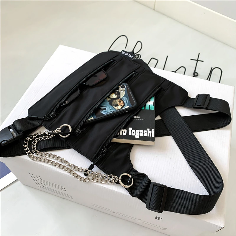 Waist Pack Unisex Chest pack Functional Tactical Chest Bag Fashion Bullet Hip Hop Vest Streetwear Bags Women Black Rig Bag waist pack sling chest bag