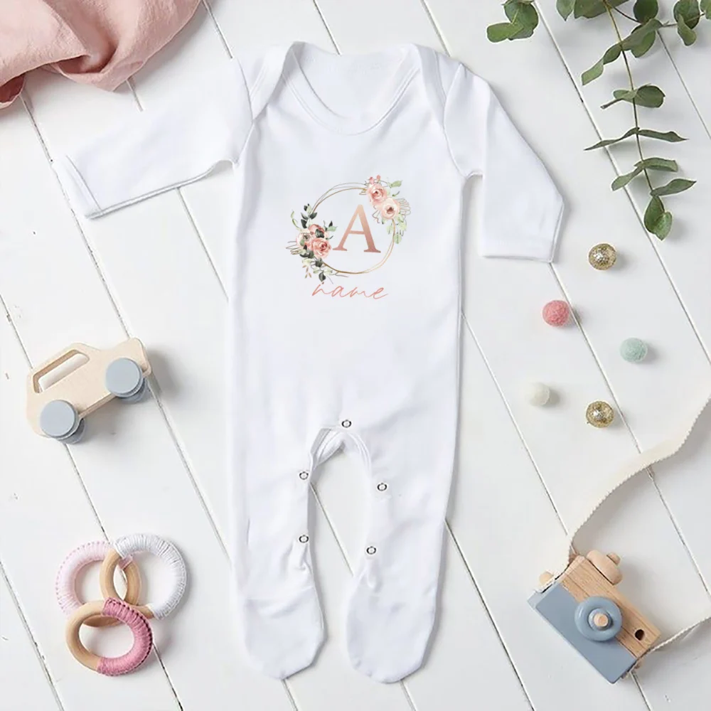 Personalised Baby Girl Sleepsuit Welcome To The World Babygrow New Baby Gift Coming Home Outfit Name & Initial Clothing