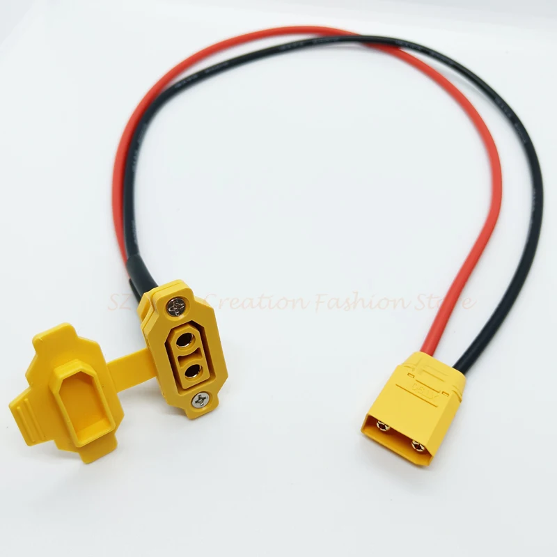 QIANRENON Fissabile XT90 Femmina Saldare Adattatore Placcato oro XT90E-F Pannello Fisso Montaggio Saldatura Connettore XT90 Saldato Presa 30A,Coperchio Antipolver,per Modellismo Litio Batteria,2Pcs