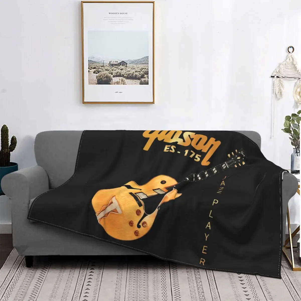 Gibson Es - 175 Guitar Jazz Player Coperta Shaggy New Style Four Seasons Skin Friendly Divano Decorativo