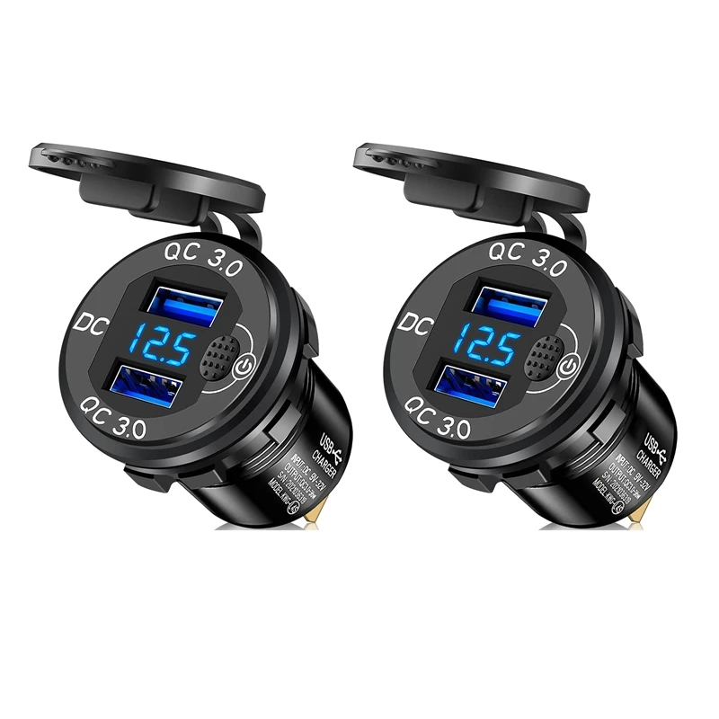 

2 шт., USB-розетка 12 В/24 В, быстрая зарядка 3,0