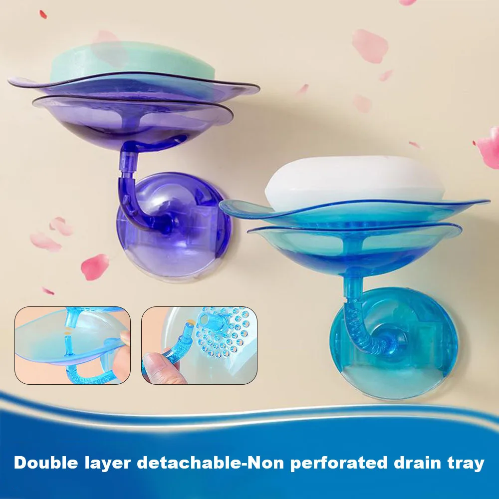 

Flower Shape Wall Mounted Soaps Dish Practical Drain Soaps Box For Washroom