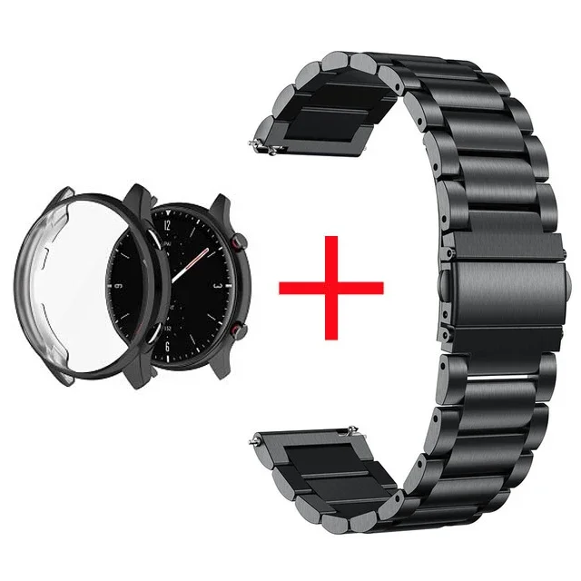 Sleek 2-in-1 Stainless Steel Watch Band with Protective Cover